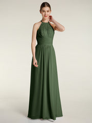 Licou Mousseline Et Dentelle Robes Longues Olive Verte Grande Taille