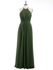 Licou Mousseline Et Dentelle Robes Longues Olive Verte