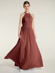 Licou Mousseline Et Dentelle Robes Longues terracotta Grande Taille