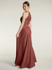 Licou Mousseline Et Dentelle Robes Longues terracotta Grande Taille