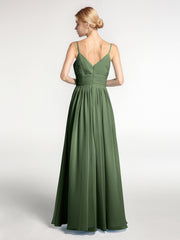 Bretelles Spaghetti Mousseline Maxi Robes Olive Verte Grande Taille