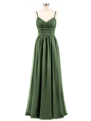 Bretelles Spaghetti Mousseline Maxi Robes Olive Verte Grande Taille