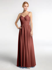 Bretelles Spaghetti Mousseline Maxi Robes terracotta
