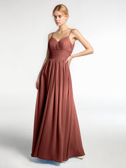 Bretelles Spaghetti Mousseline Maxi Robes terracotta Grande Taille