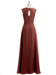 Mousseline Et Dentelle Dos Nu Longueur Complète Robe terracotta Grande Taille