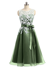Col d'Illusion Organza avec Dentelle Ivoire Appliquée Olive Verte Grande Taille
