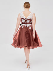 Col d'Illusion Organza avec Dentelle Ivoire Appliquée terracotta Grande Taille