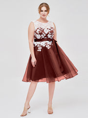 Col d'Illusion Organza avec Dentelle Ivoire Appliquée terracotta