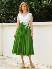 Col en V Mousseline Robe avec Bustier Appliqué Ivoire Mousse Grande Taille