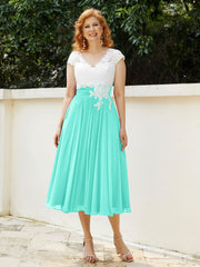 Col en V Mousseline Robe avec Bustier Appliqué Ivoire Spa Grande Taille