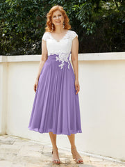 Col en V Mousseline Robe avec Bustier Appliqué Ivoire Tahiti Grande Taille