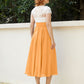 Col en V Mousseline Robe avec Bustier Appliqué Ivoire Mandarine Grande Taille