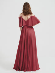 Volants Manches Spaghetti Bretelle Mousseline Robes Cannelle Rose Taille