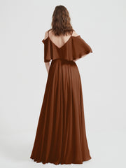 Volants Manches Spaghetti Bretelle Mousseline Robes terracotta Grande Taille