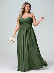 Sans Bretelles Empire Mousseline Robes Avec Cœur Olive Verte Grande Taille
