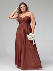 Sans Bretelles Empire Mousseline Robes Avec Cœur terracotta Grande Taille