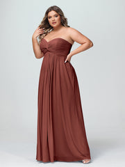 Sans Bretelles Empire Mousseline Robes Avec Cœur terracotta Grande Taille