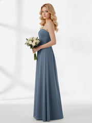 Sans Bretelles Empire Mousseline Robes Avec Cœur Bleu de Schiste