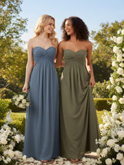 Sans Bretelles Empire Mousseline Robes Avec Cœur Bleu de Schiste