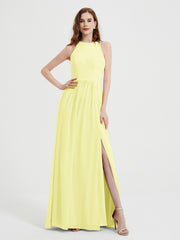 Licou Mousseline Simple Robe Avec Fente Jonquille