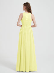 Licou Mousseline Simple Robe Avec Fente Jonquille