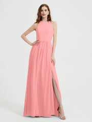 Licou Mousseline Simple Robe Avec Fente Flamant