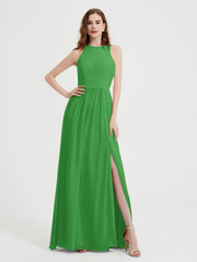 Licou Mousseline Simple Robe Avec Fente Vert