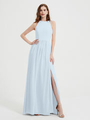 Licou Mousseline Simple Robe Avec Fente Brume