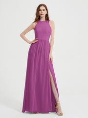 Licou Mousseline Simple Robe Avec Fente Orchidee Grande Taille