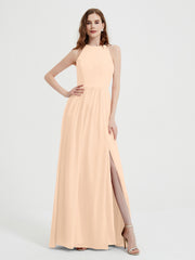 Licou Mousseline Simple Robe Avec Fente Pêche
