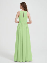 Licou Mousseline Simple Robe Avec Fente Sauge