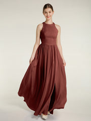 Licou Mousseline Simple Robe Avec Fente terracotta Grande Taille