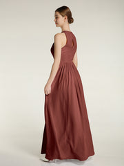 Licou Mousseline Simple Robe Avec Fente terracotta Grande Taille