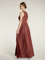 Licou Mousseline Simple Robe Avec Fente terracotta