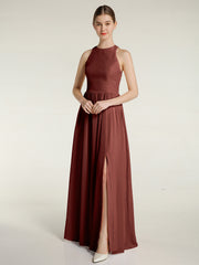 Licou Mousseline Simple Robe Avec Fente terracotta Grande Taille