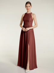 Licou Mousseline Simple Robe Avec Fente terracotta