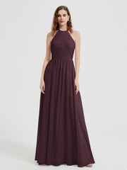 Licou Mousseline Robes Avec Corsage Plissé Cabernet