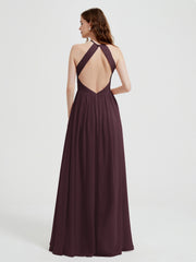 Licou Mousseline Robes Avec Corsage Plissé Cabernet