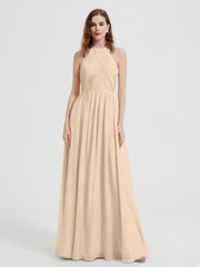 Licou Mousseline Robes Avec Corsage Plissé Champagne