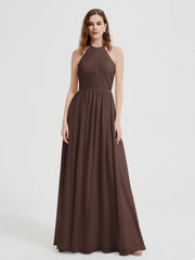 Licou Mousseline Robes Avec Corsage Plissé Chocolat