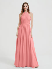 Licou Mousseline Robes Avec Corsage Plissé Flamant