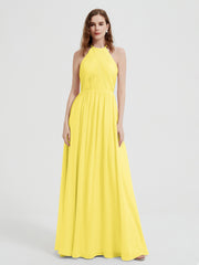 Licou Mousseline Robes Avec Corsage Plissé Citron