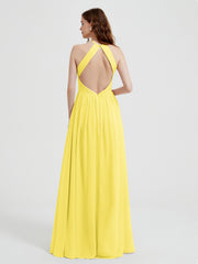 Licou Mousseline Robes Avec Corsage Plissé Citron