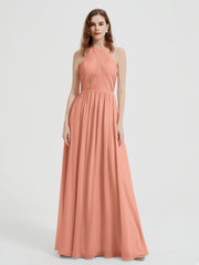 Licou Mousseline Robes Avec Corsage Plissé Papaye