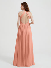 Licou Mousseline Robes Avec Corsage Plissé Papaye