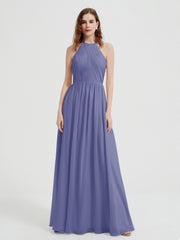 Licou Mousseline Robes Avec Corsage Plissé Pervenche Grande Taille