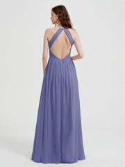 Licou Mousseline Robes Avec Corsage Plissé Pervenche Grande Taille