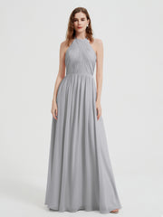 Licou Mousseline Robes Avec Corsage Plissé Argent