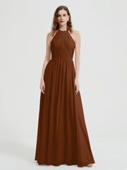 Licou Mousseline Robes Avec Corsage Plissé terracotta Grande Taille