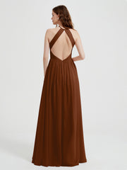 Licou Mousseline Robes Avec Corsage Plissé terracotta Grande Taille